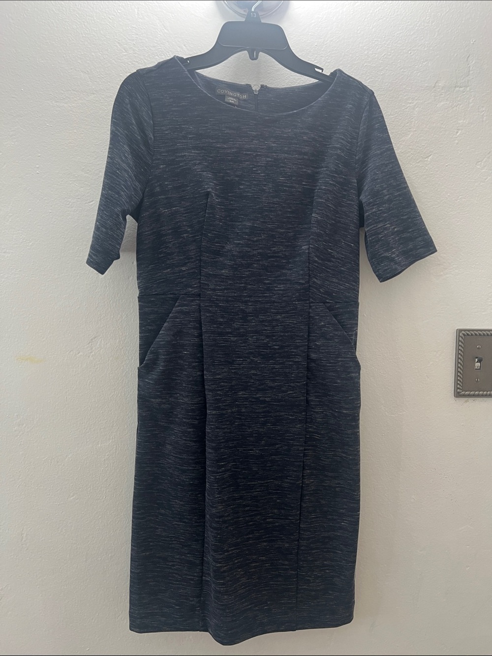 Covington Heathered Black Midi Sheath Dress